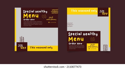 Food menu and restaurant social media banner template