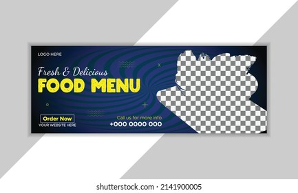 Food menu or restaurant social media cover design template