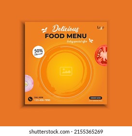 Food Menu And Restaurant Social Media Post And Web Banner Template Design