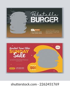 Food menu and restaurant social media post banner template vector Layout design or delicious food menu Sunday sale online promotion banner design