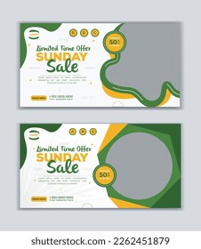 Food menu and restaurant social media post banner template vector Layout design or Sunday sale 