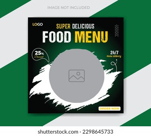Food menu and restaurant social media post banner design template