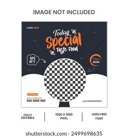 Food menu and restaurant social media banner template,Special delicious food social media banner post template.