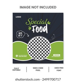 Food menu and restaurant social media banner template,Special delicious food social media banner post template.