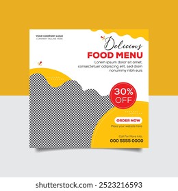 Food menu and restaurant social media post banner template