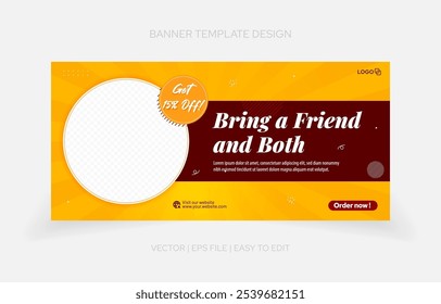 Food menu and restaurant social media banner cover template. yellow and chocolate color eps file easy to edit