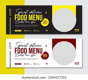 Food menu and restaurant website cover banner template