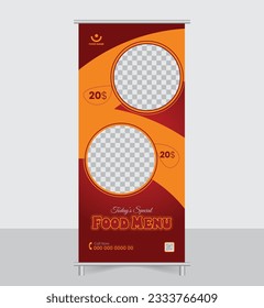 Food menu rollup banner design template restaurant display banner