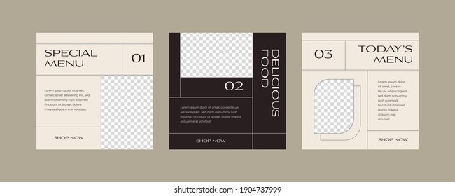Food menu social media post. Illustration of a menu for restaurant.