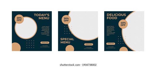 Food menu social media post. Illustration of a menu for restaurant.