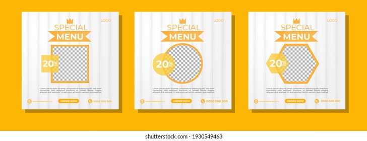 food menu social media post templates. Layout of social media story. editable layout for promotion.
