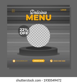 Food Menu Social Media Post Templates. Layout Of Social Media Story. Editable Layout For Promotion.
