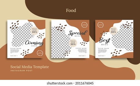 Food Menu Social Media Post Template with brown and liquid abstract background