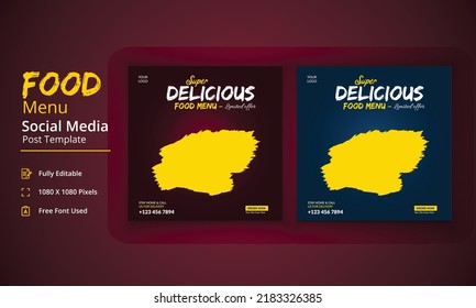 Food Menu Social Media Post Template, Super Delicious Food Menu story, Restaurant Social Media Post