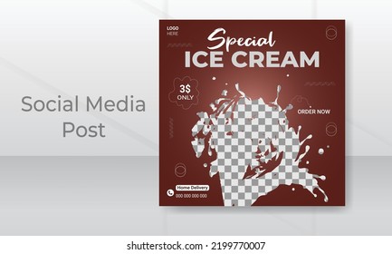 Food menu social media post banner template for promotions. Editable layout design for restaurant marketing on social media.