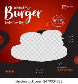 Food menu social media post or web banner template design for restaurant business marketing