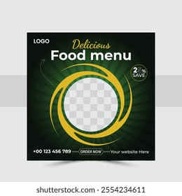 Food menu social media post design layout vector template.