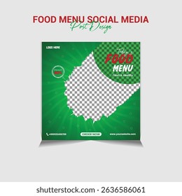 Food menu social media post design and free minimalist food menu template