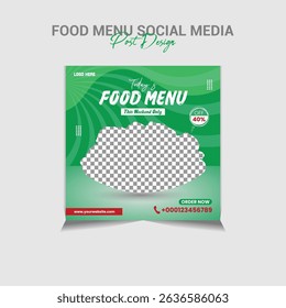 Food menu social media post design and free minimalist food menu template