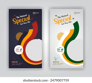 Food menu social media story post banner template design for restaurant business marketing promotion ads