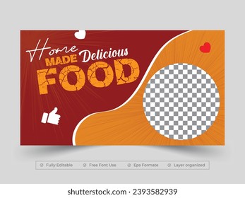 Food menu social media video banner or modern youtube thumbnail design template