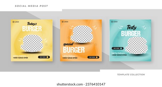 Food menu special burger and restaurant social media design