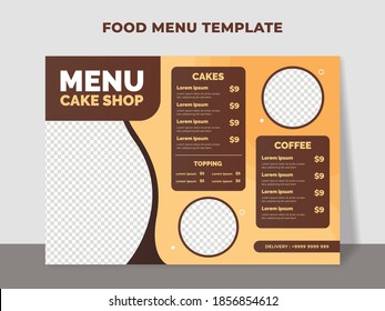 Food menu template for cake shop
