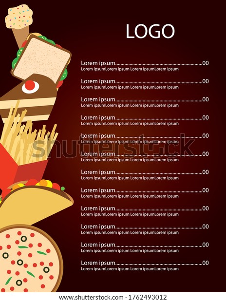 Food Menu Template Common Snacks Sample Stock Vector (Royalty Free ...