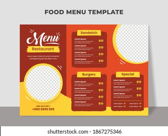 Food menu template for fast food restaurant