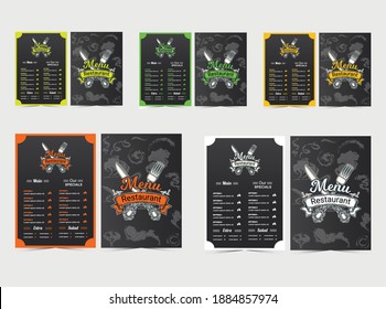 Food Menu Templates With Green, Yellow, Orange, White Colors