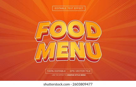 Food menu text effect orange style