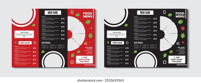 Food menu trifold brochure for restaurant template