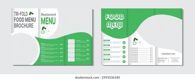 Food menu trifold brochure for restaurant template
