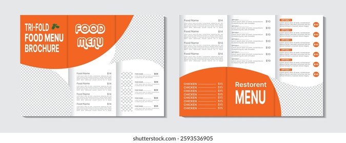 Food menu trifold brochure for restaurant template