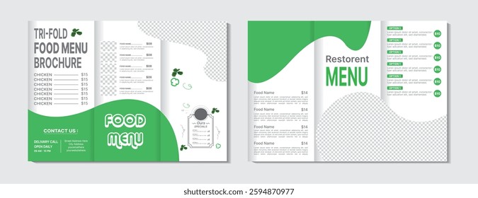 Food menu trifold brochure for restaurant template