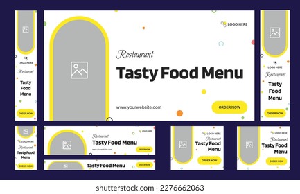 Food menu web set web banner template design for social media posts, restaurant food offer header banner templates, vector eps 10 file formate