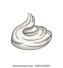 caricatura del merengue de la comida. pastel de la decoración, leche de hielo, signo del merengue de la comida superior del limón. símbolo aislado ilustración vectorial