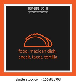 food, mexican dish, snack, tacos, tortilla  vector icon