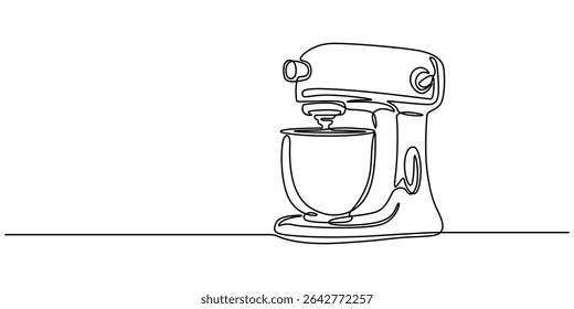 food mixing machine continuous one line drawing, Blender continuous one line drawing minimalism design, continuous line of Stand mixer. Home appliance, kitchen, electrical, food processor, kitchenware