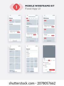 Food Mobile Application Design. UI, UX, GUI Design Elements. Food Mobile App Interface Template.