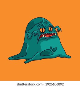 The food monster is evil jelly. Crazy illustration for design or textile print