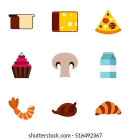 Food in morning icons set. Flat illustration of 9 food in morning vector icons for web