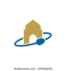 Lebensmittel mit Moschee-Logo-Design, Vektorgrafik, Design-Vorlage für kreatives islamisches Logo, Symbole