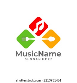 Food Music Logo Vector. Music Food logo design template
