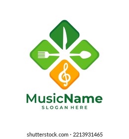 Food Music Logo Vector. Music Food logo design template