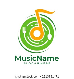 Food Music Logo Vector. Music Food logo design template
