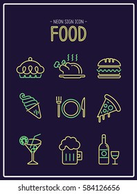 food Neon sign icon