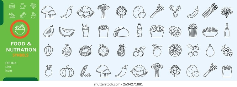 Food and nutration icon set