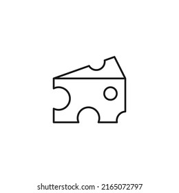 Food and nutrition concept. Minimalistic monochrome illustration drawn with black thin line. Editable stroke Vector icon of cheese 