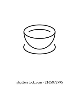 Food and nutrition concept. Minimalistic monochrome illustration drawn with black thin line. Editable stroke Vector icon of cup of tea 